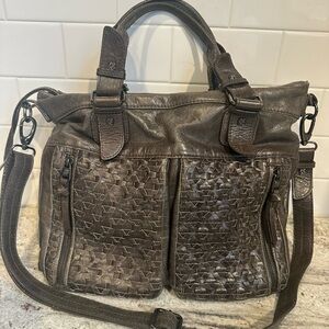 Gray Elliot Lucca Leather crossbody shoulder bag